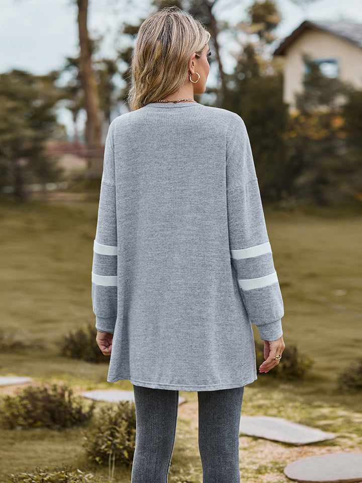 Long Sleeve Double Stripe Cardigan