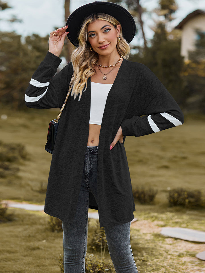 Long Sleeve Double Stripe Cardigan