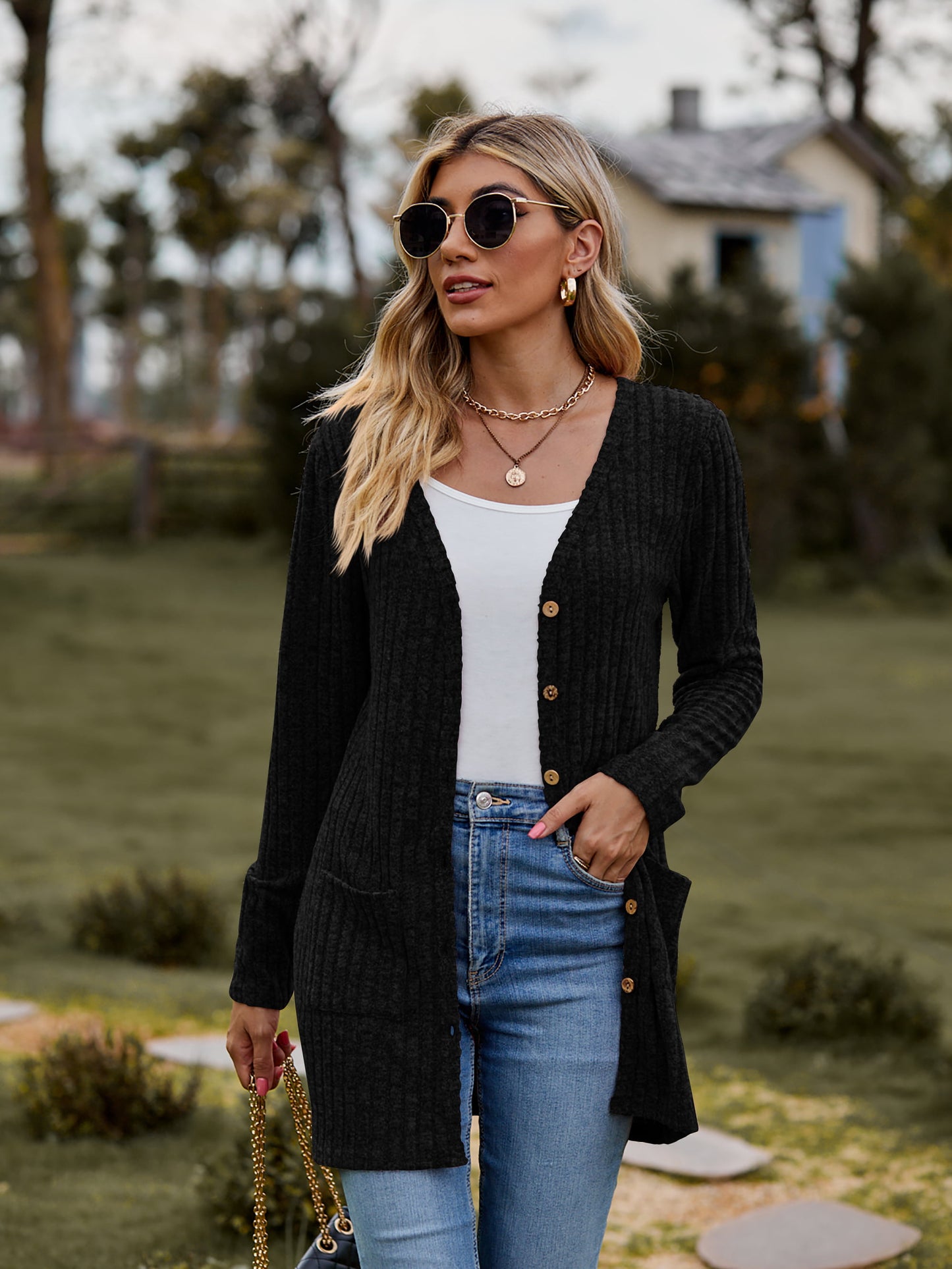 All The Seasons Button-Up Cardigan with Pockets
