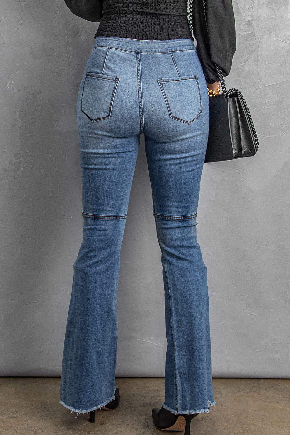 Becca Raw Hem High-Waist Flare Jeans