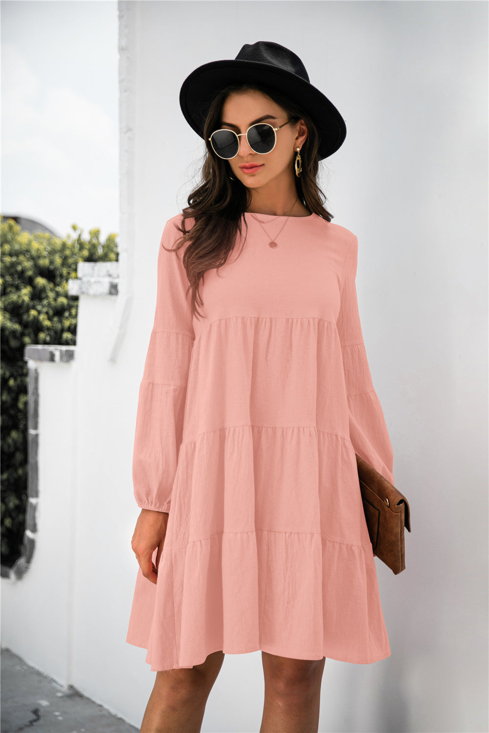 Flying High Balloon Sleeve Keyhole Tiered Dress