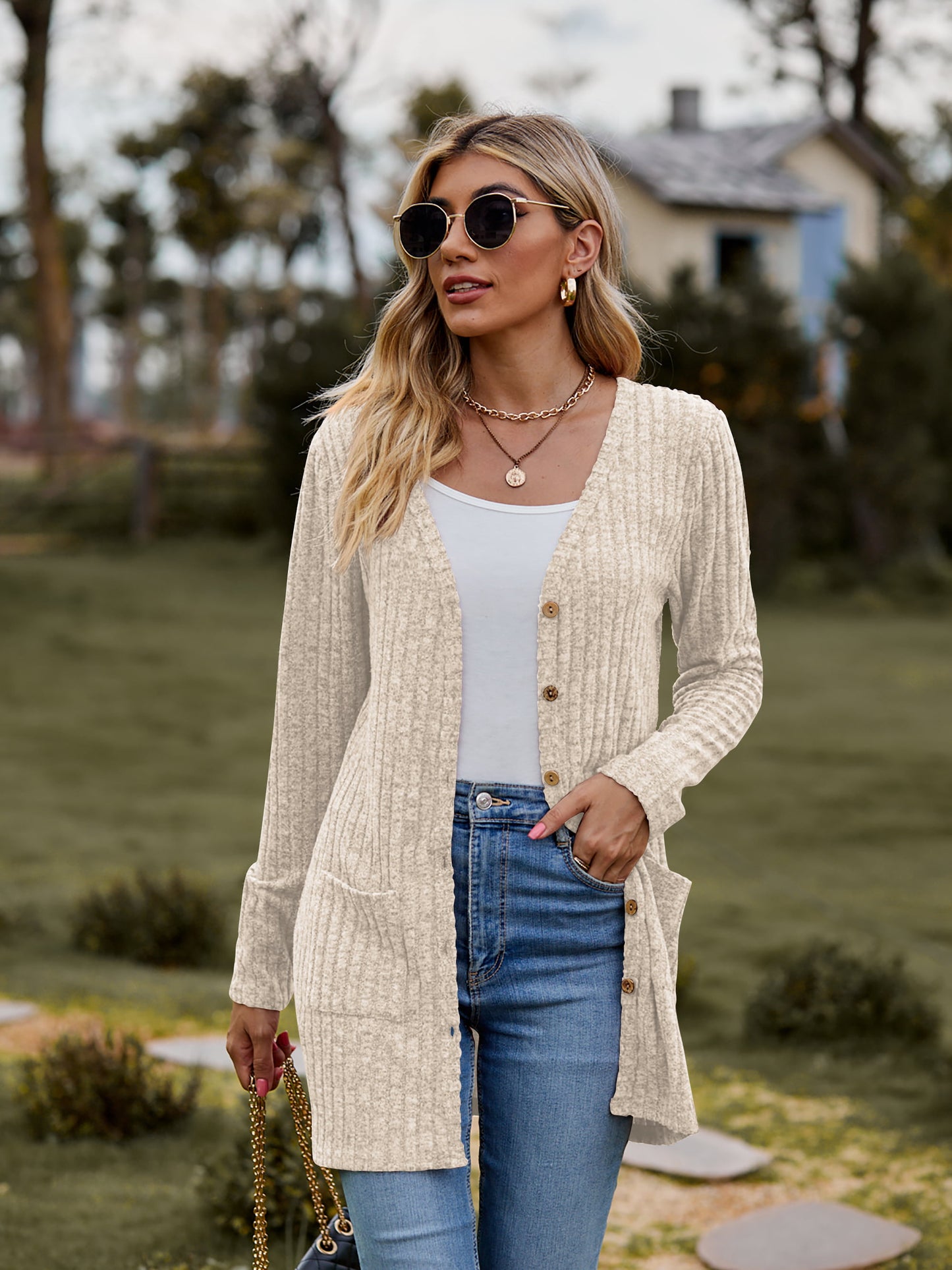 All The Seasons Button-Up Cardigan with Pockets