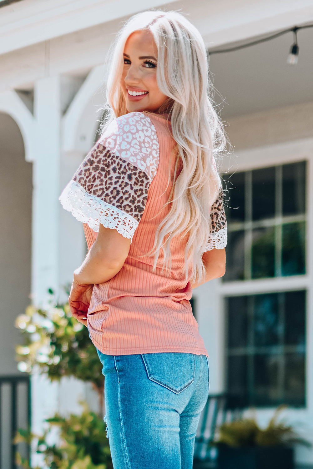 Leopard Lace Trim Top