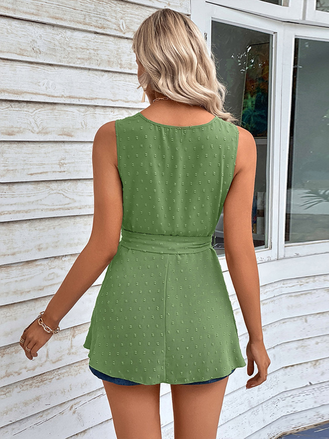 Swiss Dot Tie Waist Tank