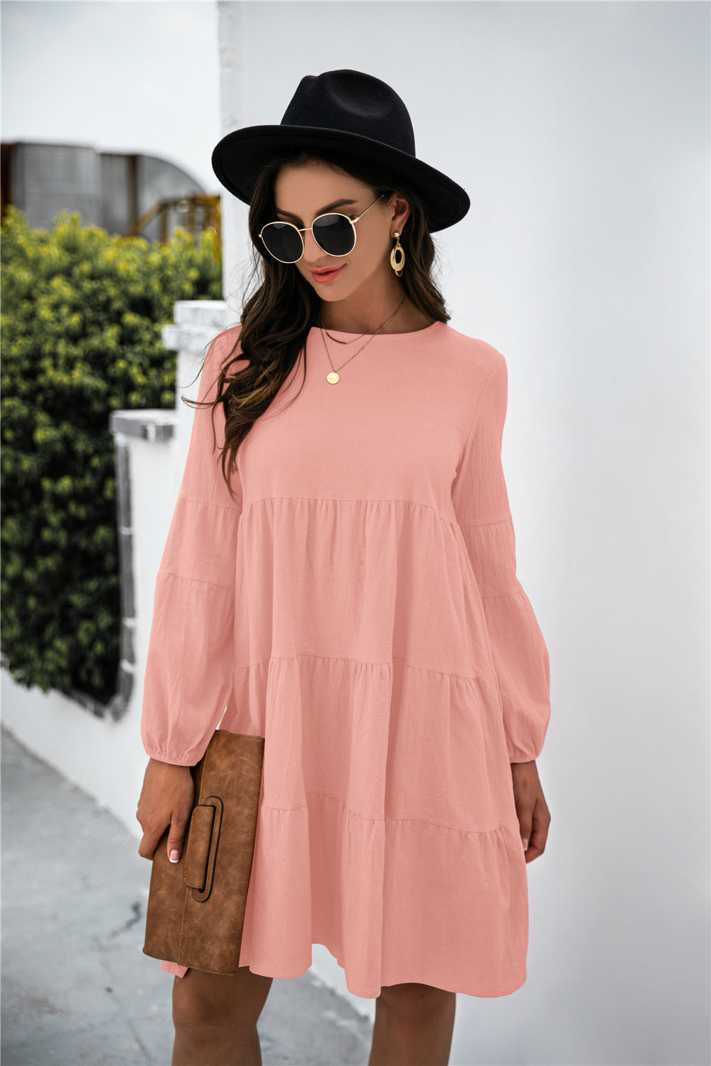 Flying High Balloon Sleeve Keyhole Tiered Dress