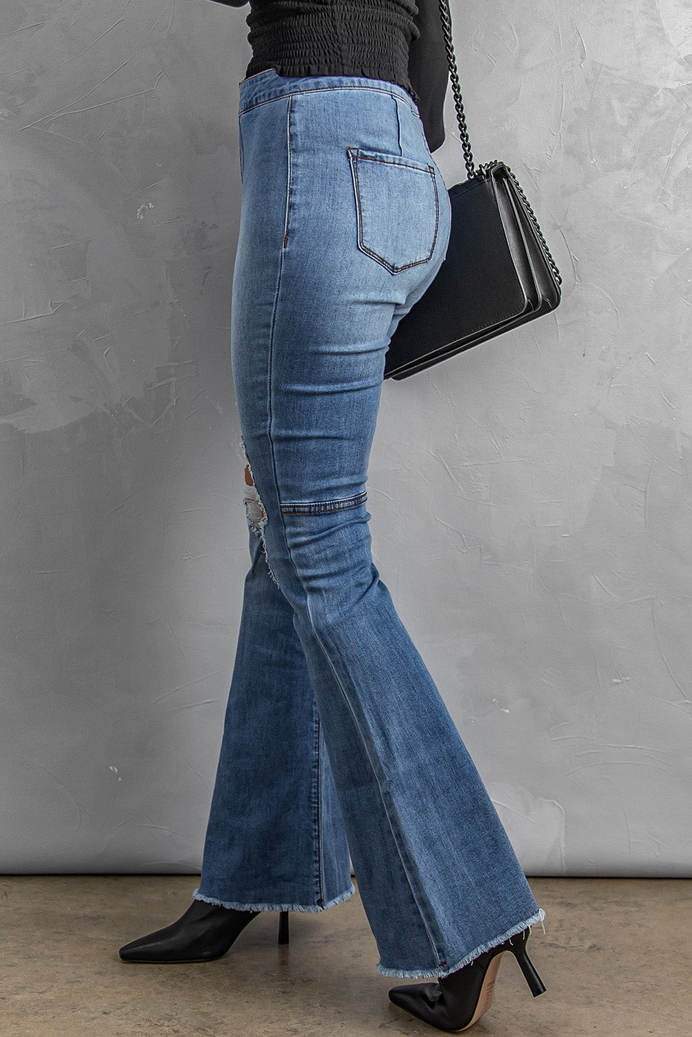 Becca Raw Hem High-Waist Flare Jeans