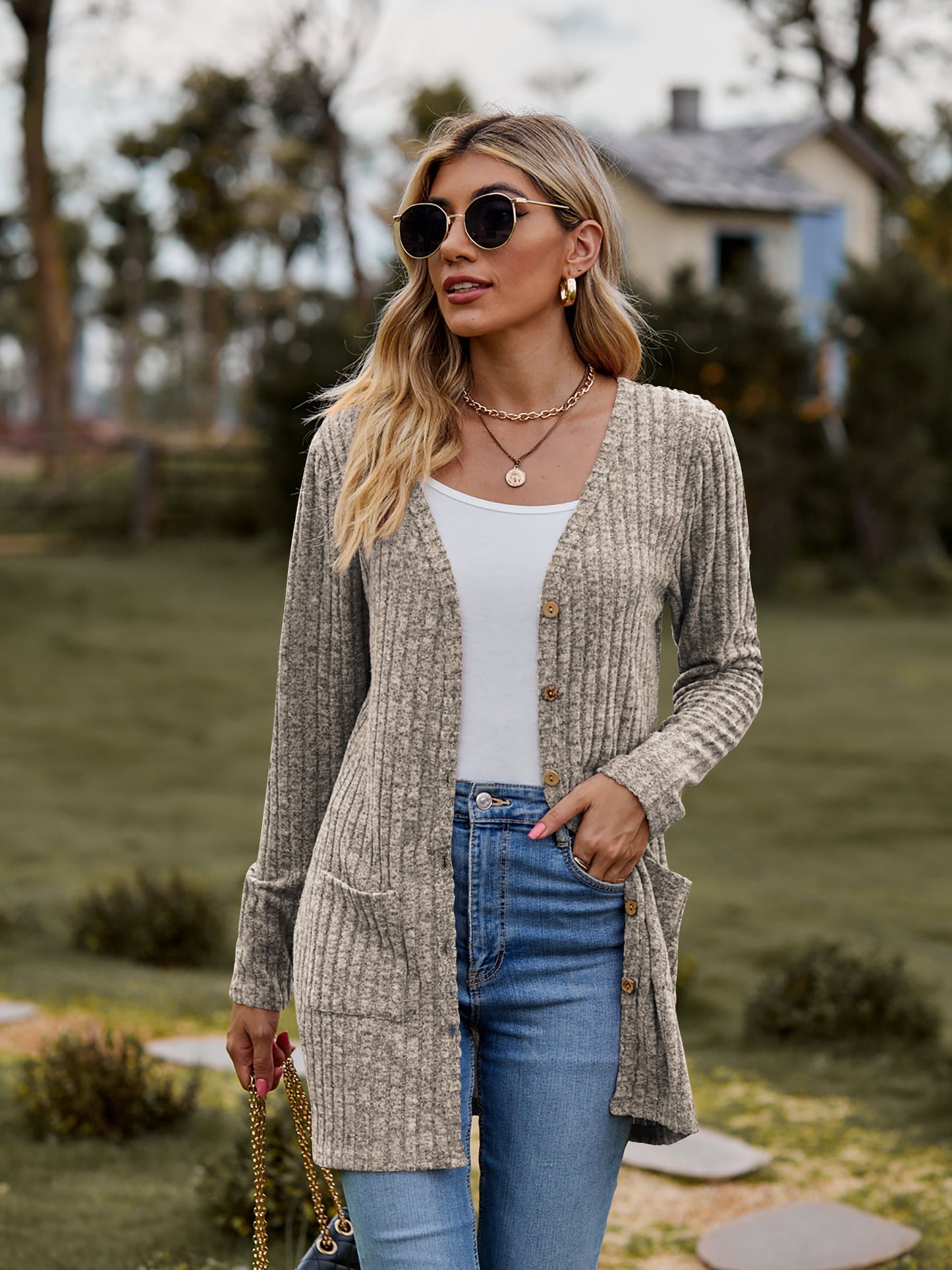 All The Seasons Button-Up Cardigan with Pockets