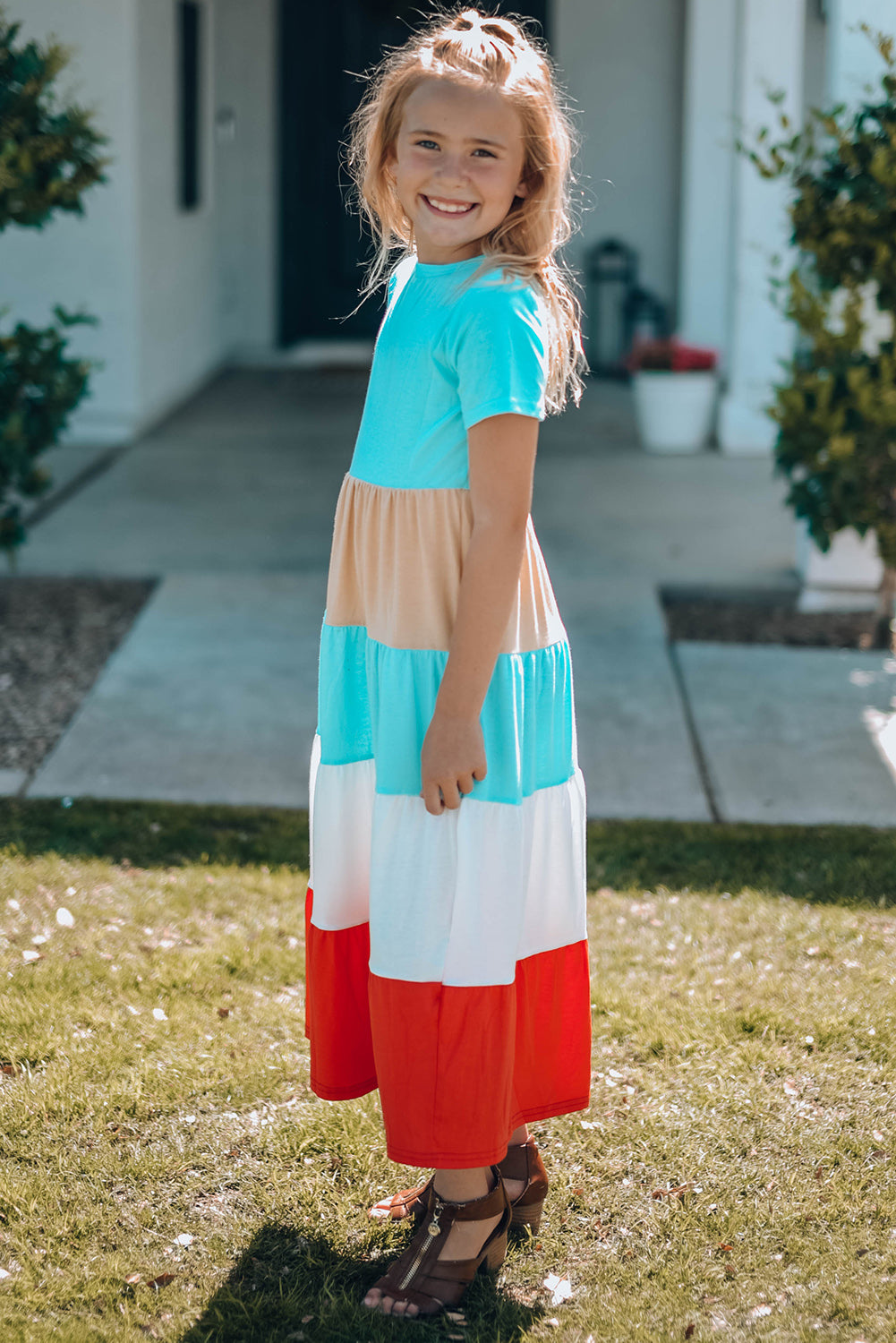 Girls Color Block Maxi Dress 4T to 12Y