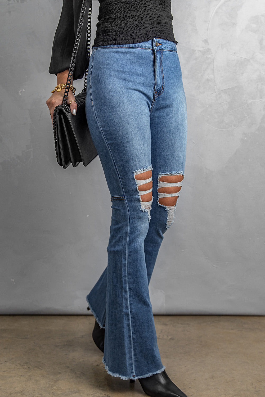Becca Raw Hem High-Waist Flare Jeans