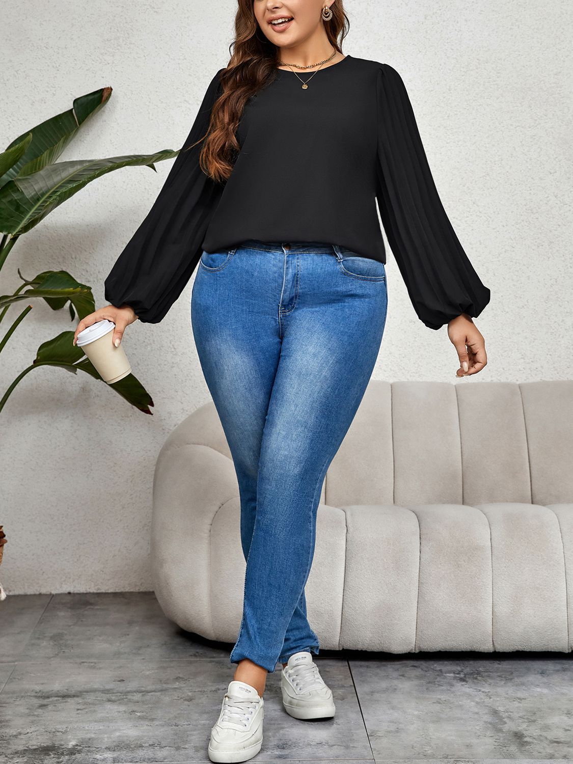 Puff Sleeve Blouse Full Size