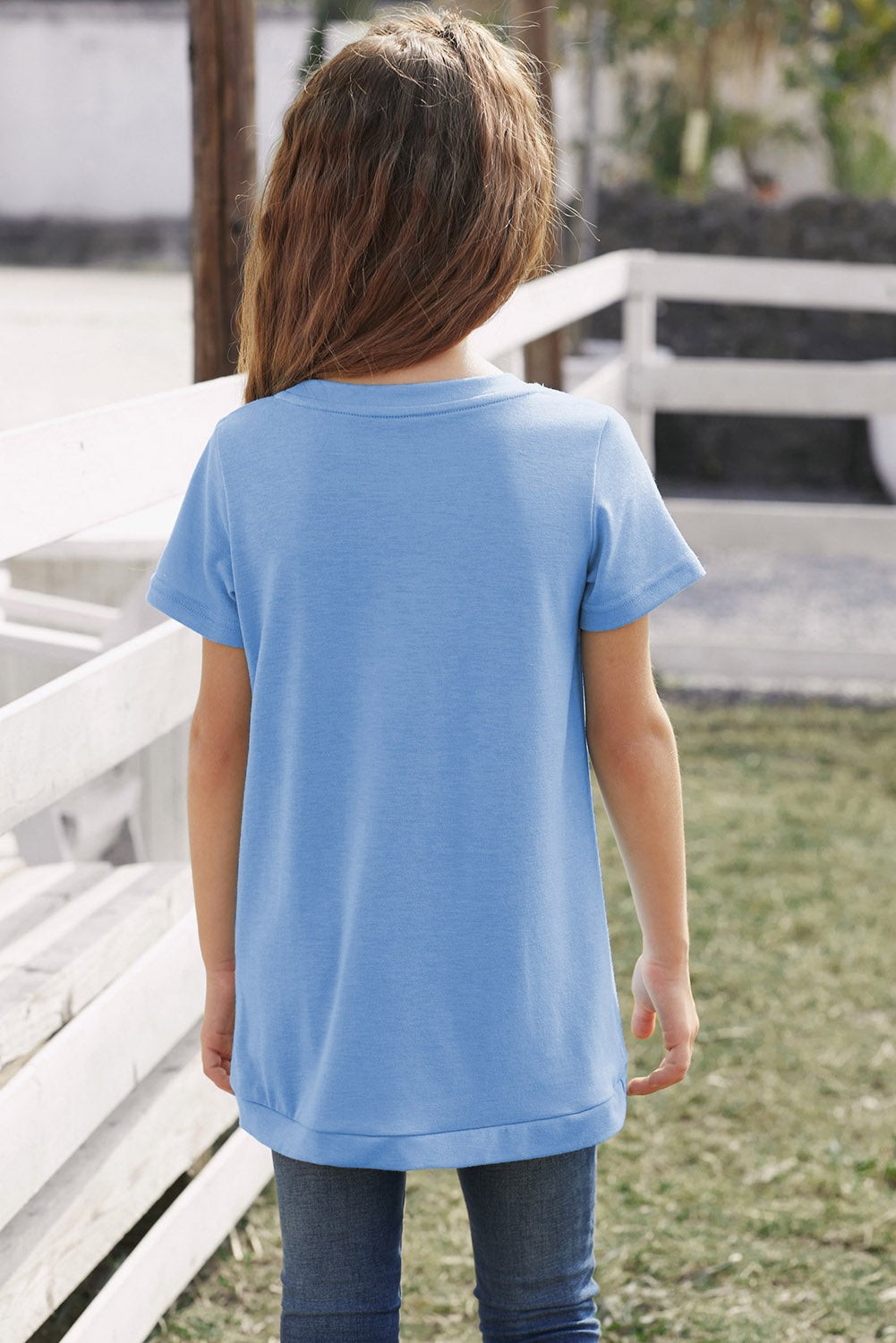 Girls Buttoned Tulip Hem T-Shirt 4T to 12Y
