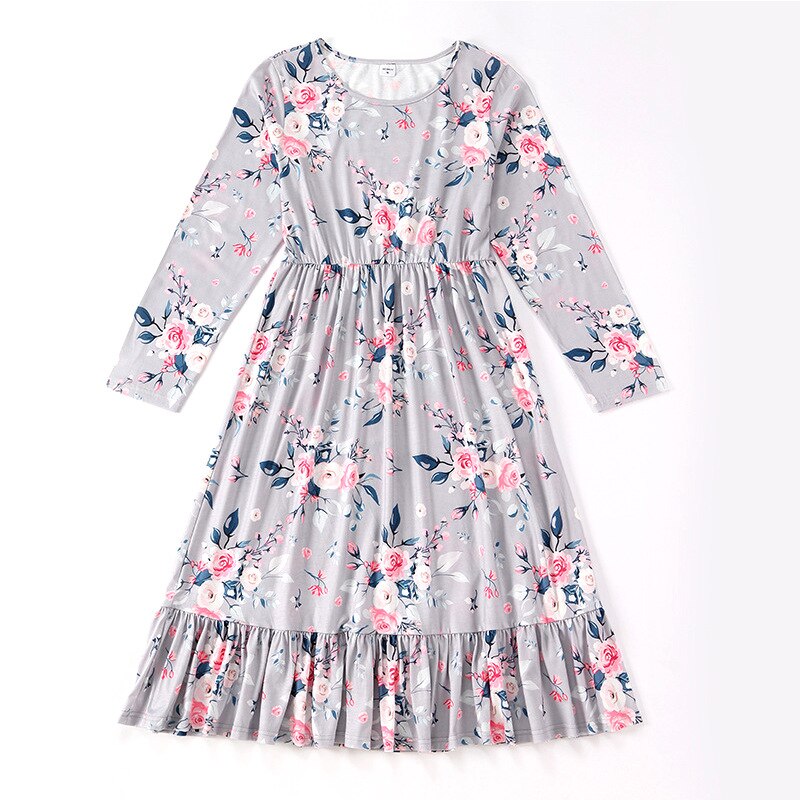 Grey Floral Outfits for Mommy & Me