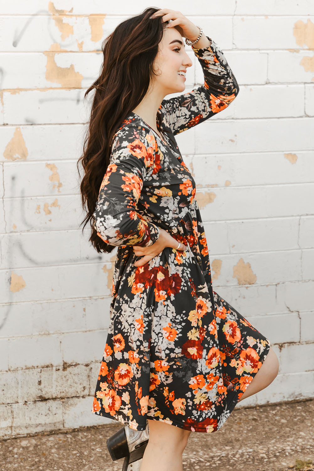 Midway Floral Print Long Sleeve Dress