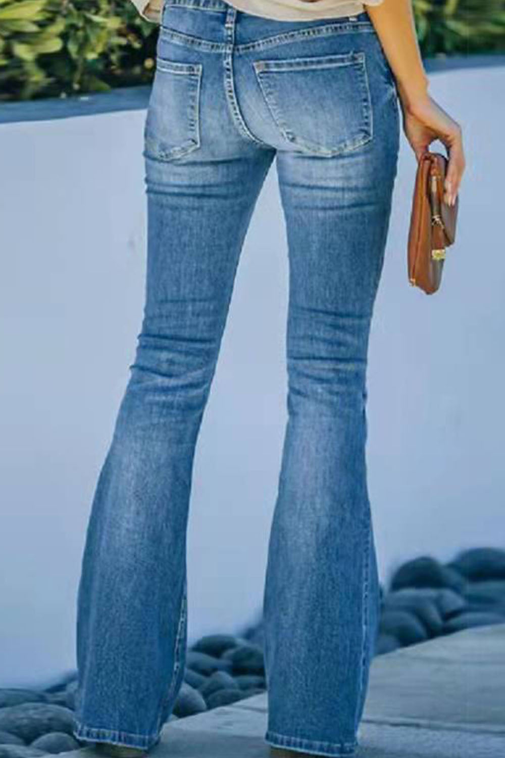 Button Up Wide Leg Long Jeans