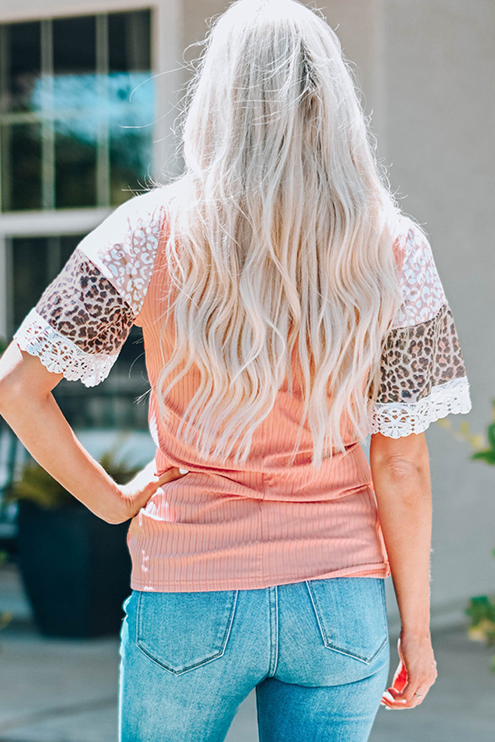Leopard Lace Trim Top