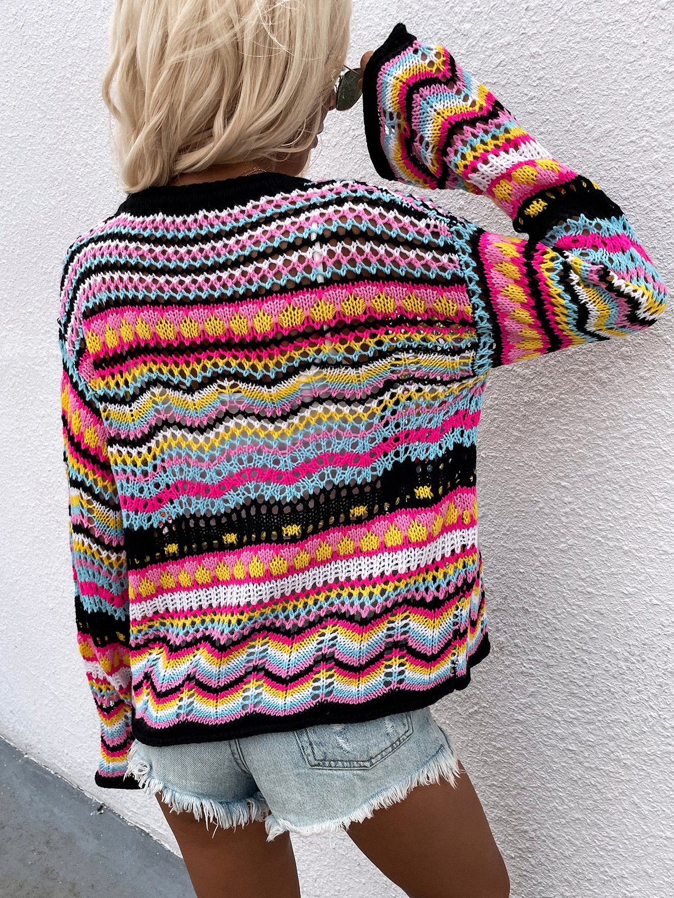 Faye Chevron Stripes Cardigan