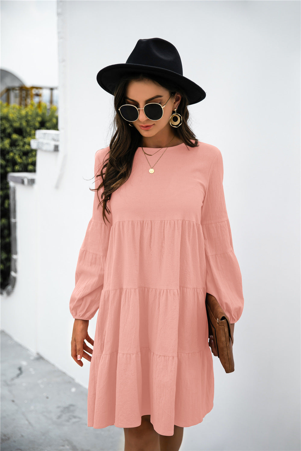 Flying High Balloon Sleeve Keyhole Tiered Dress