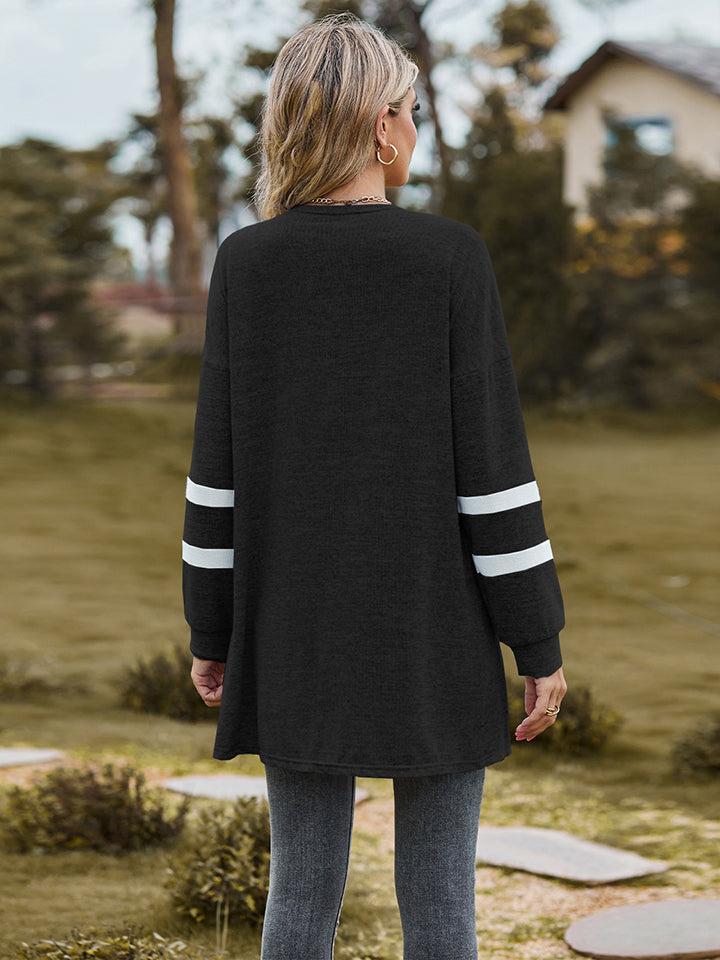 Long Sleeve Double Stripe Cardigan