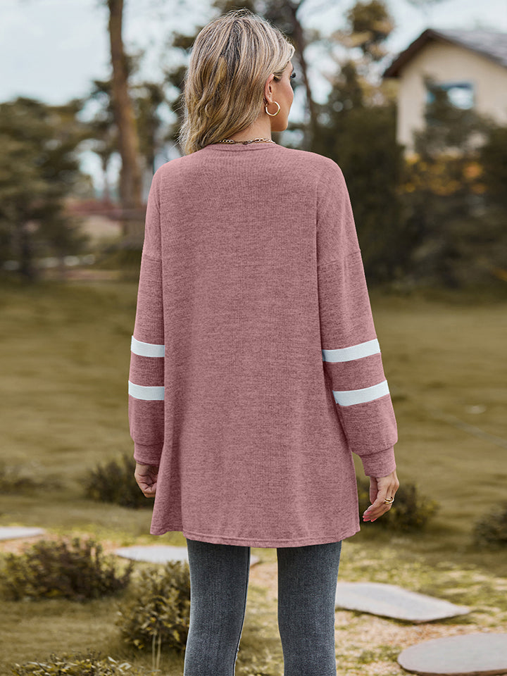 Long Sleeve Double Stripe Cardigan