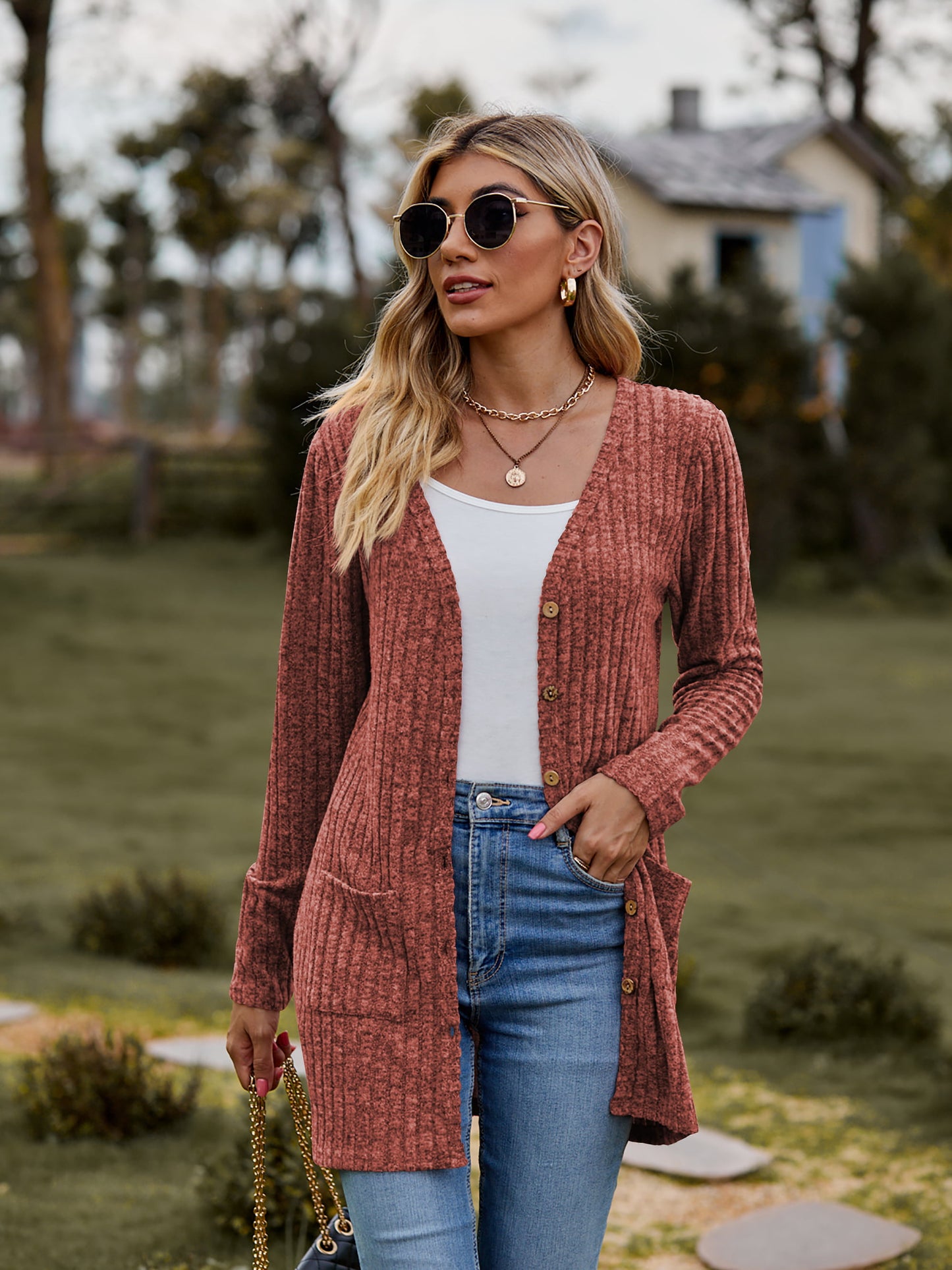 All The Seasons Button-Up Cardigan with Pockets
