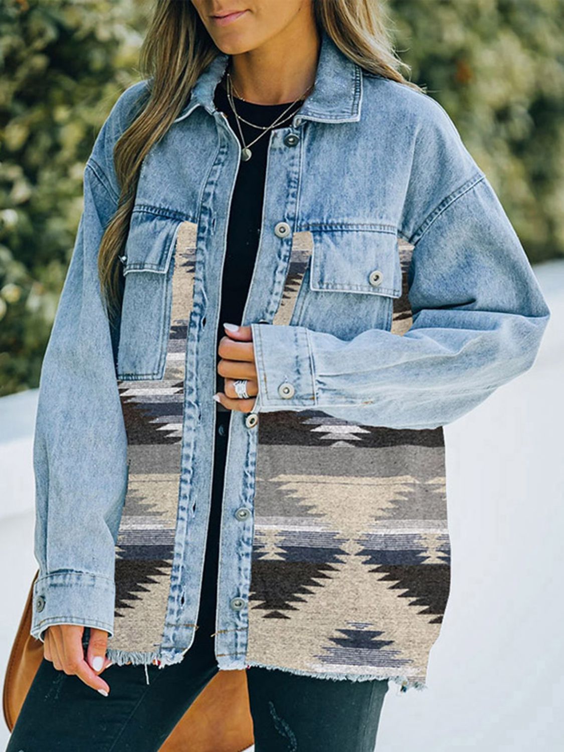 Aztec Detail Denim Jacket