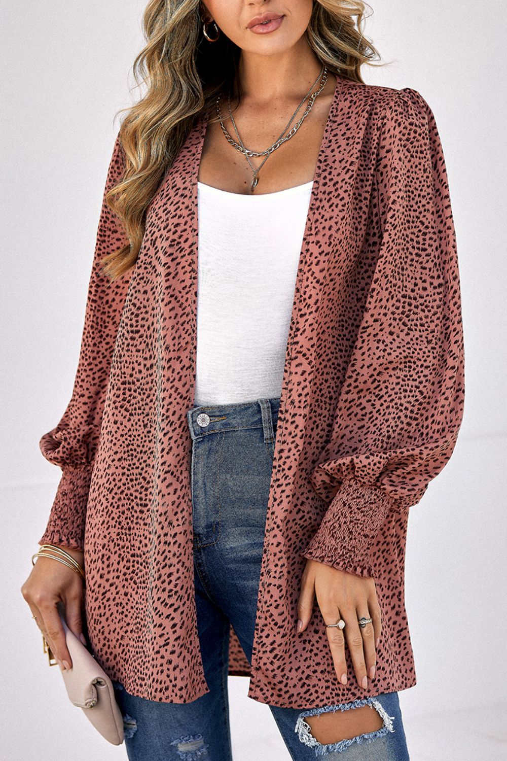 Leopard Balloon Sleeve Cardigan