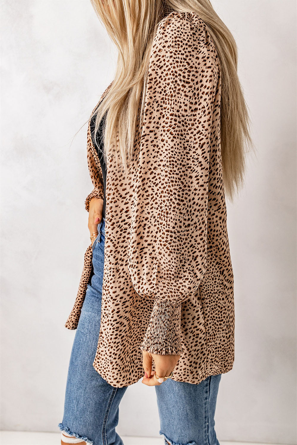 Leopard Balloon Sleeve Cardigan