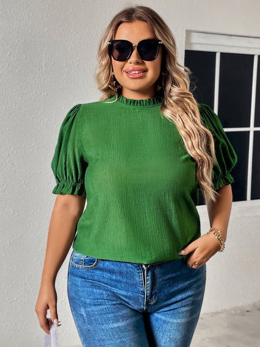 Meadow Green Round Neck Blouse Full Size