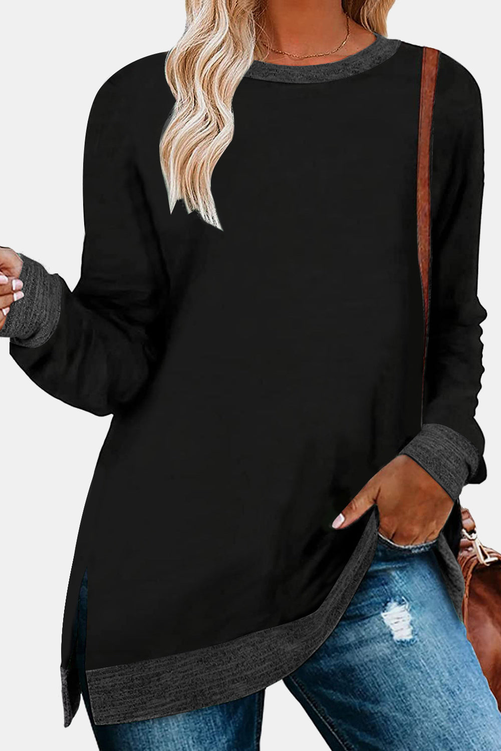 Softy Long Sleeve Slit T-Shirt