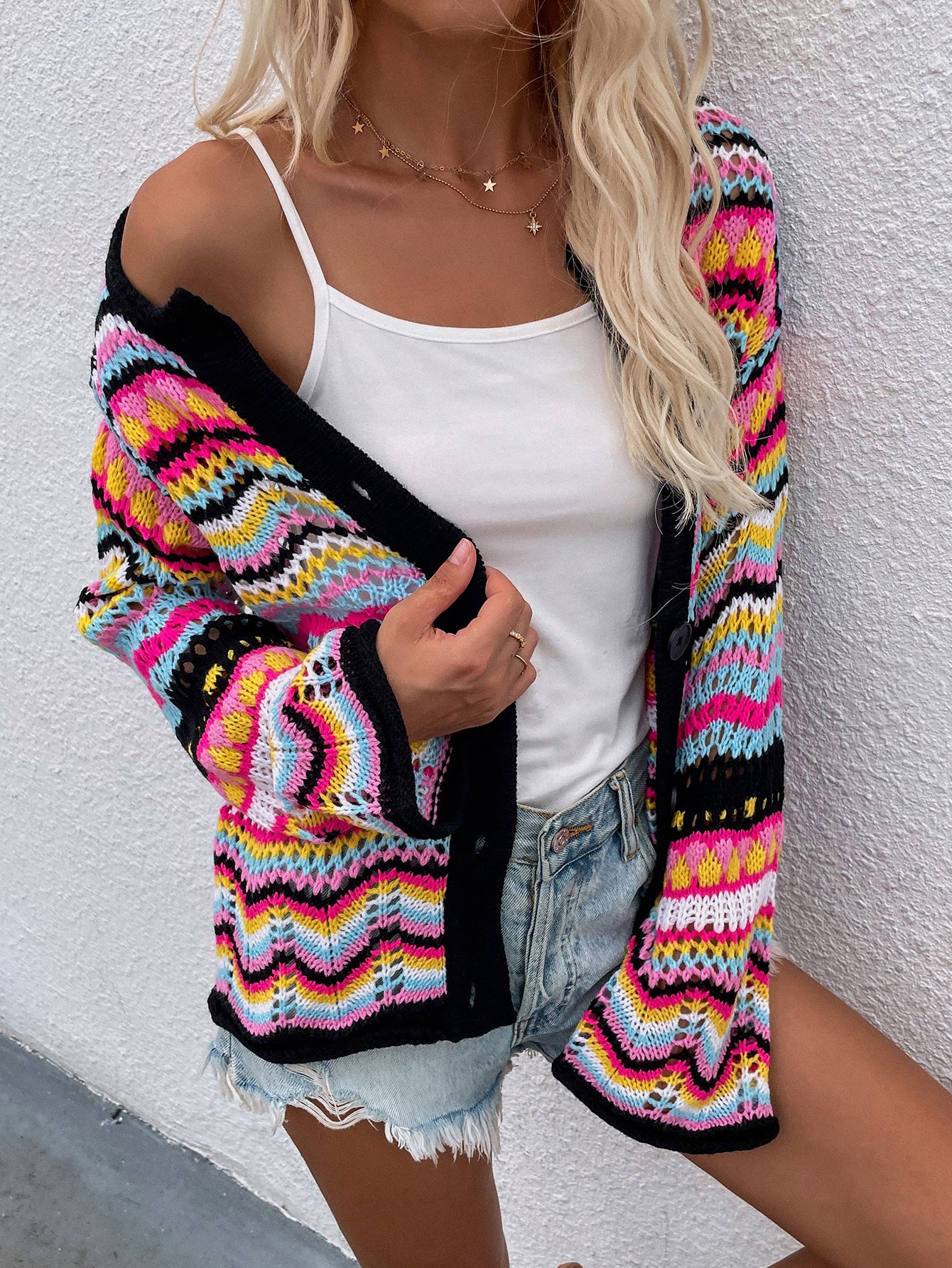Faye Chevron Stripes Cardigan