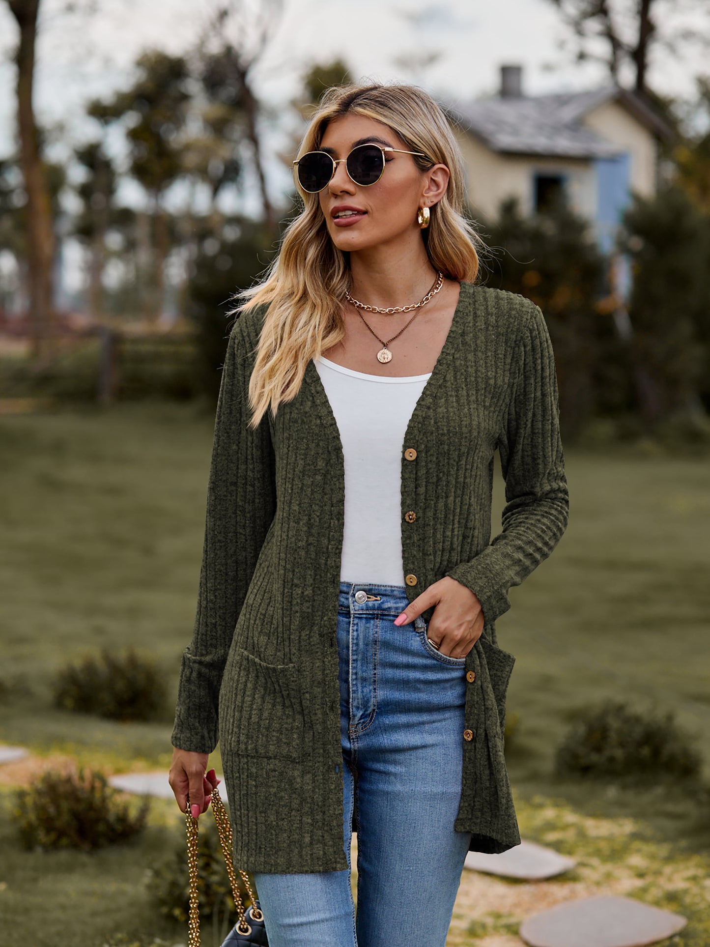 All The Seasons Button-Up Cardigan with Pockets