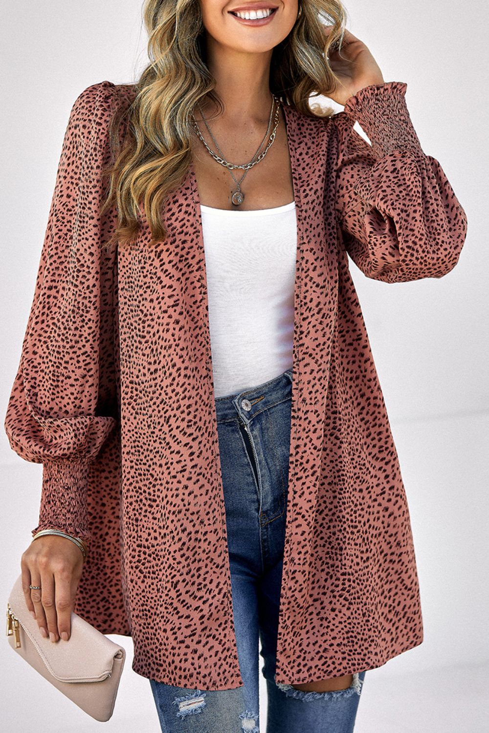 Leopard Balloon Sleeve Cardigan