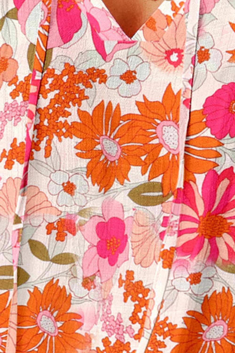 Summertime Blooms Flutter Sleeve Blouse