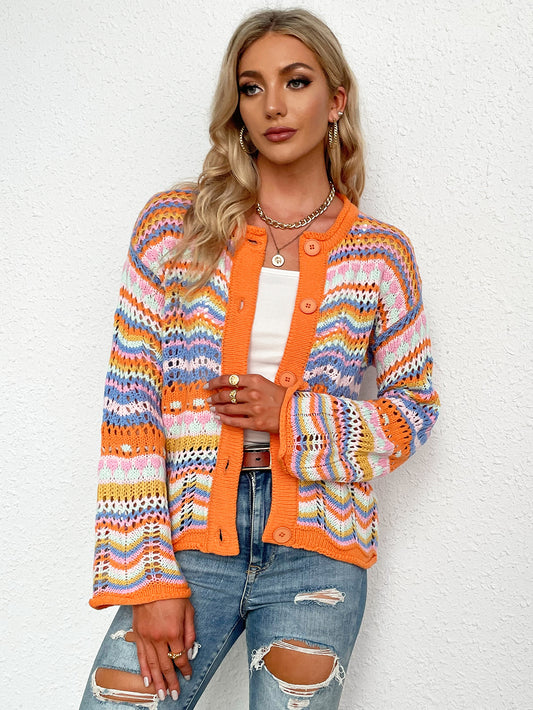 Faye Chevron Stripes Cardigan