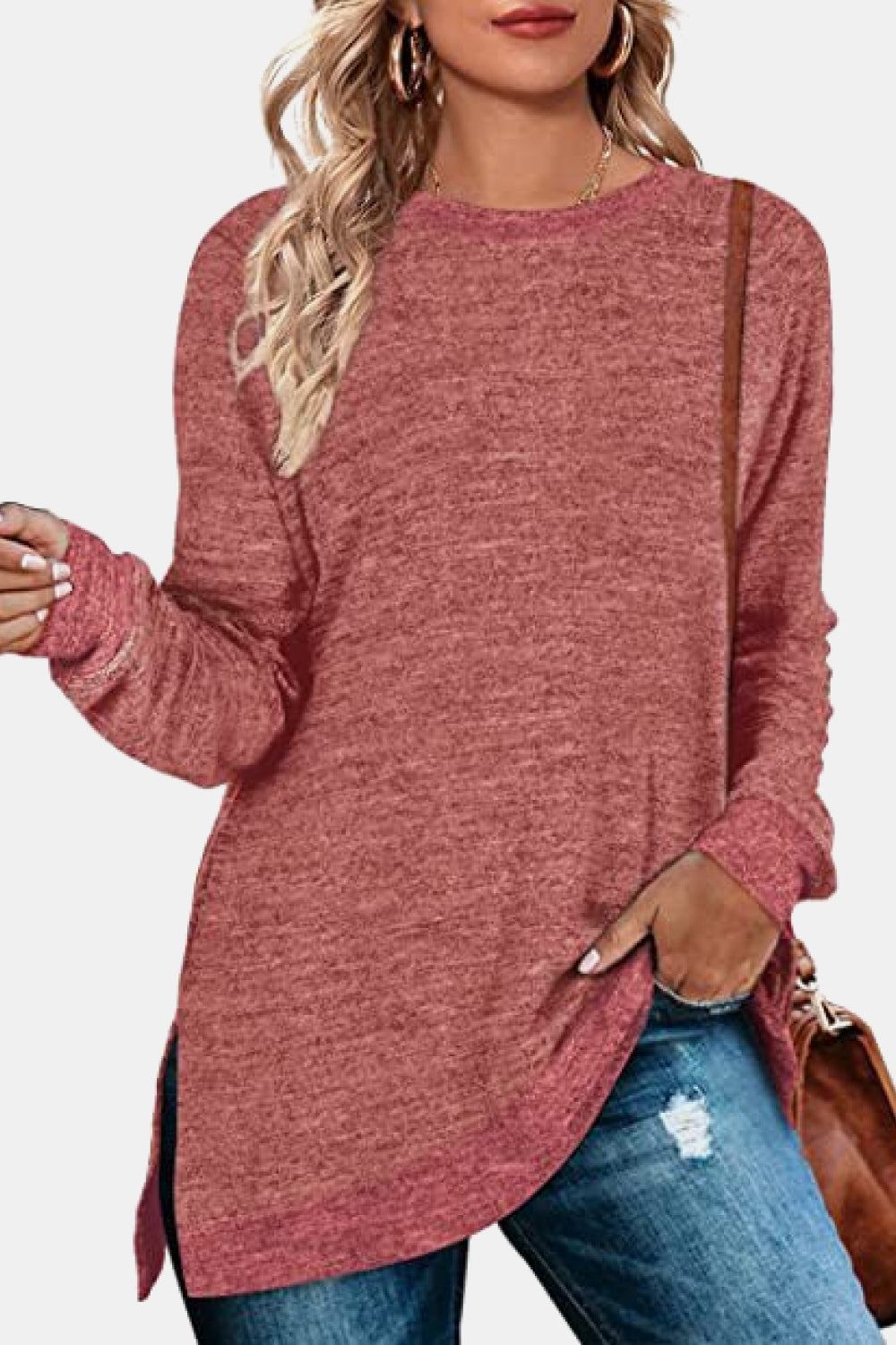 Softy Long Sleeve Slit T-Shirt