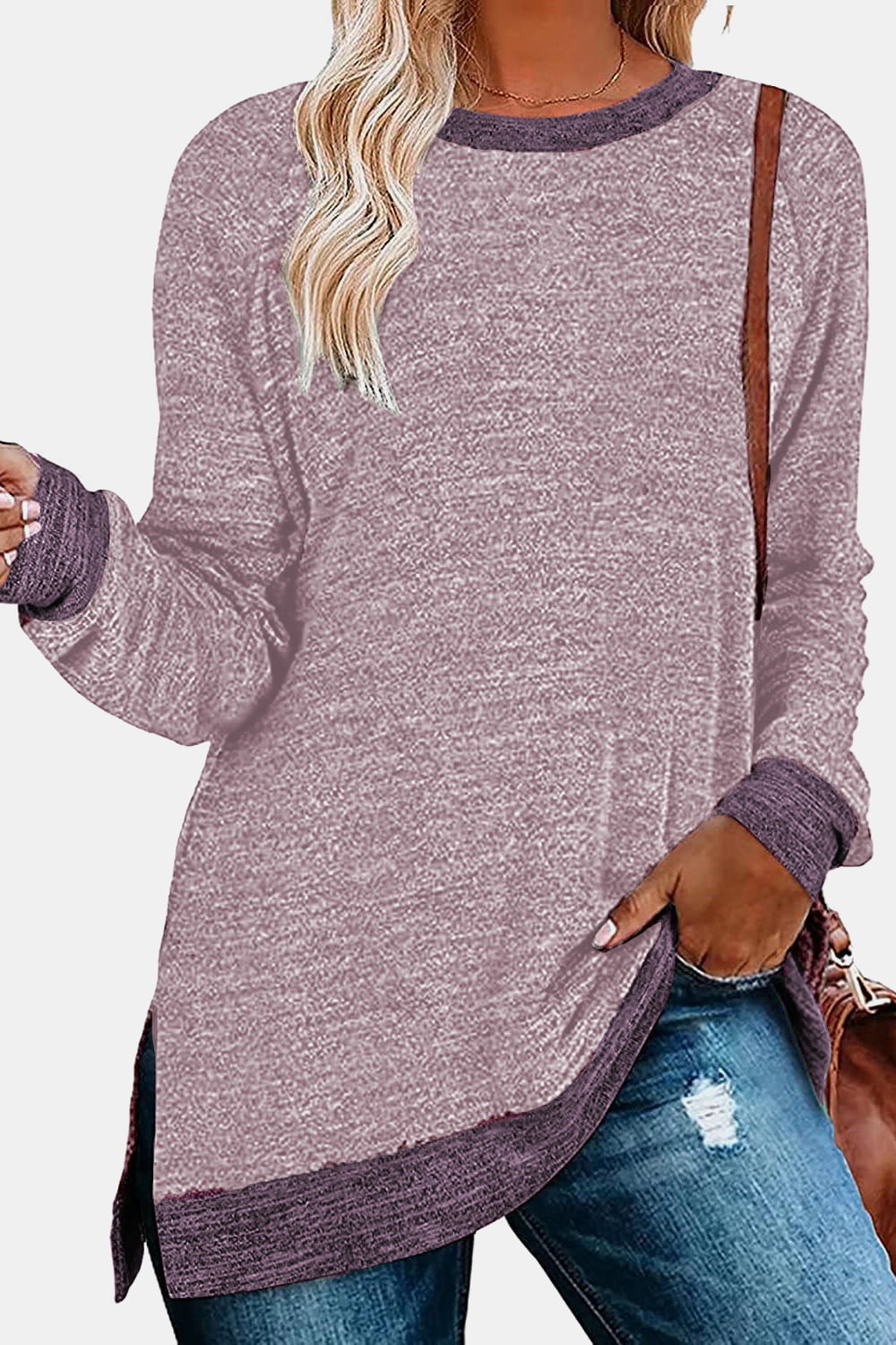 Softy Long Sleeve Slit T-Shirt