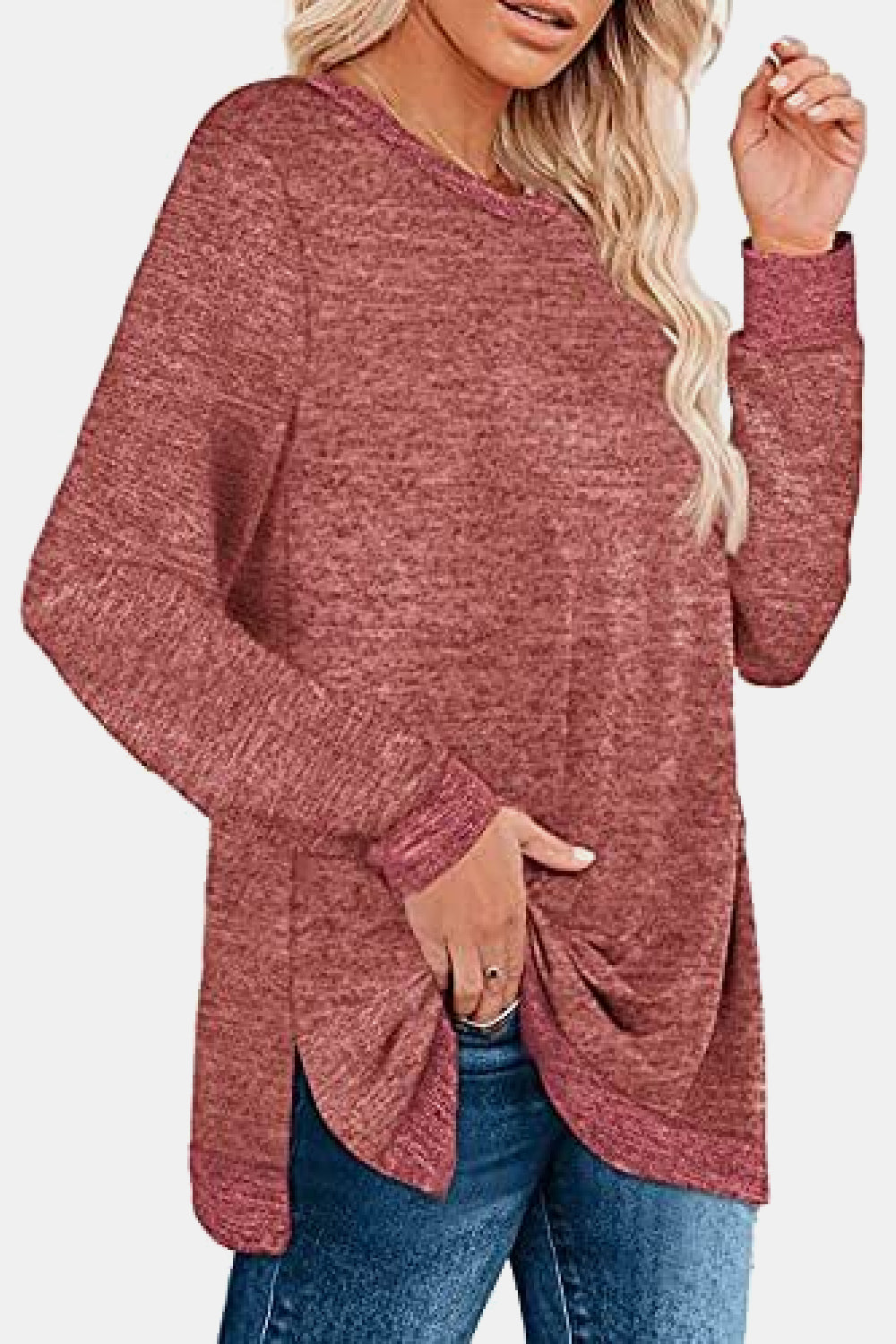 Softy Long Sleeve Slit T-Shirt