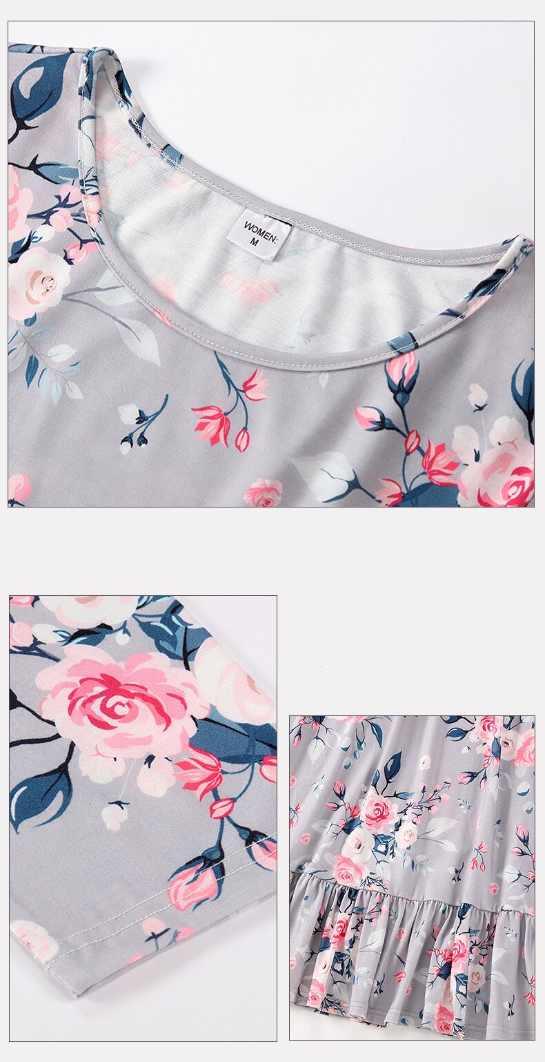 Grey Floral Outfits for Mommy & Me