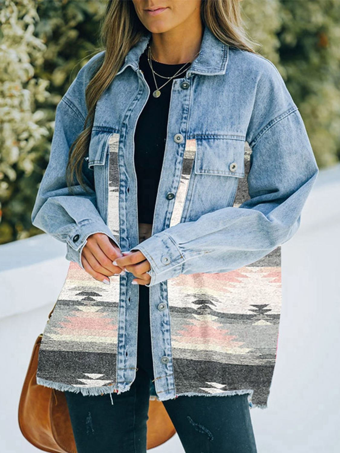 Aztec Detail Denim Jacket