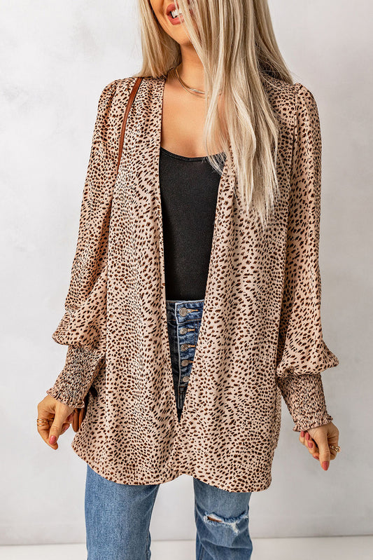 Leopard Balloon Sleeve Cardigan