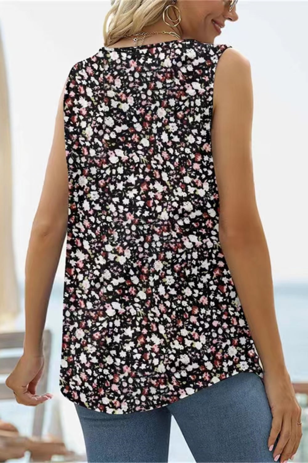 Perfect Square Neck Curved Hem Tank Multiple Patterns