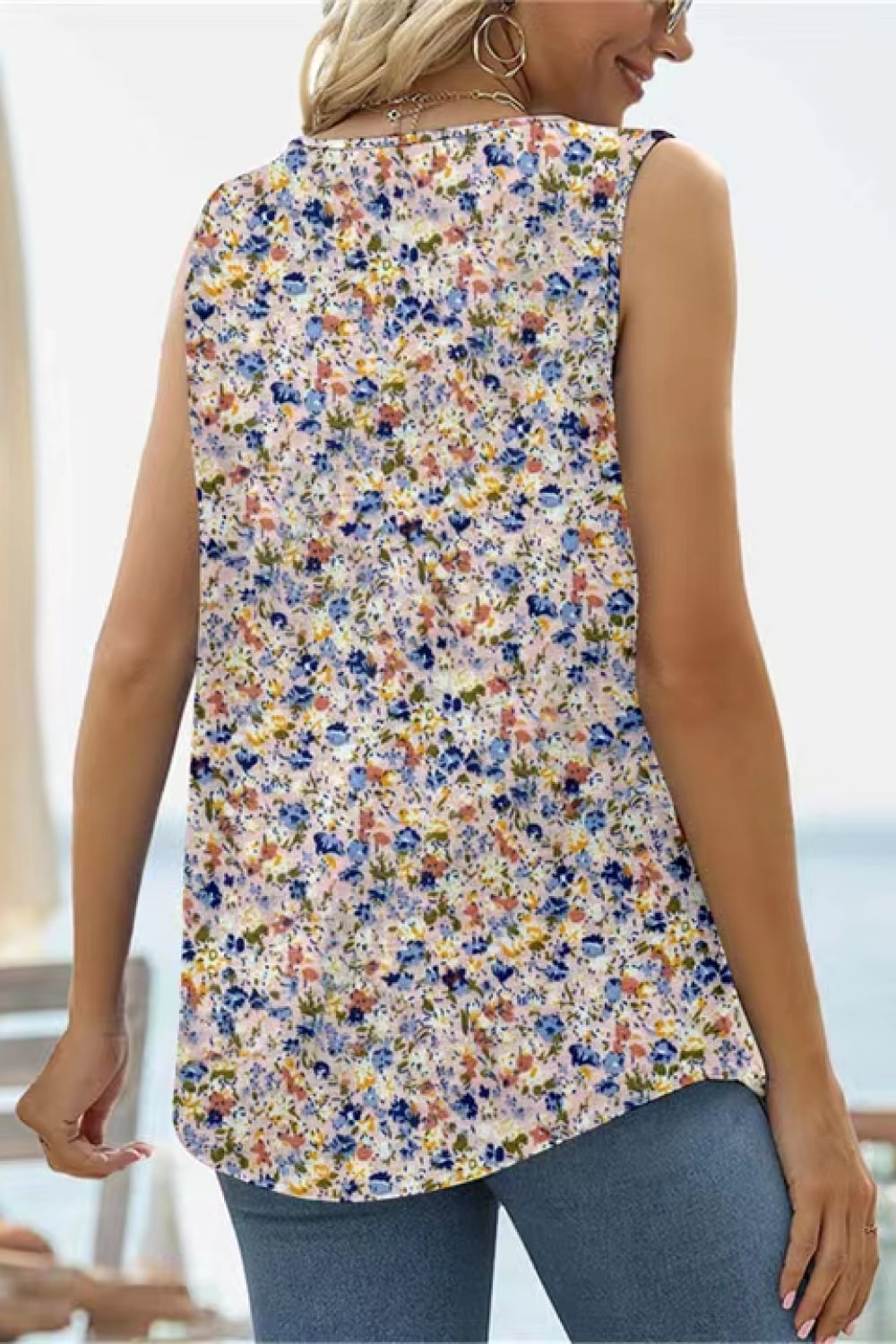 Perfect Square Neck Curved Hem Tank Multiple Patterns