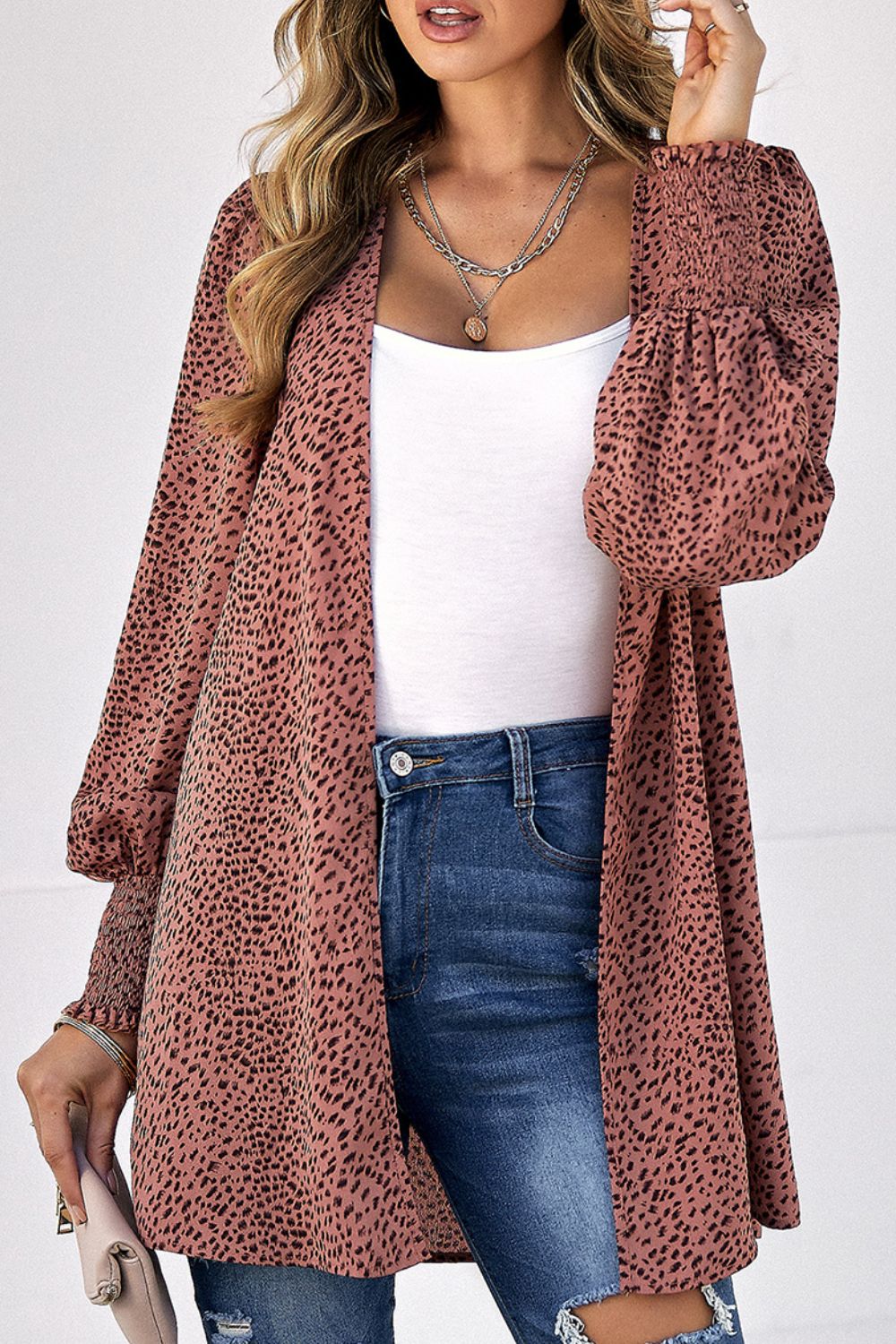 Leopard Balloon Sleeve Cardigan